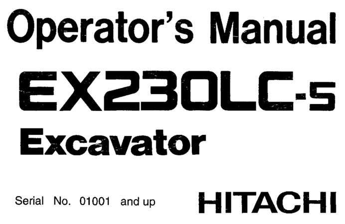 Hitachi EX230LC-5 Excavator Operator's Manual