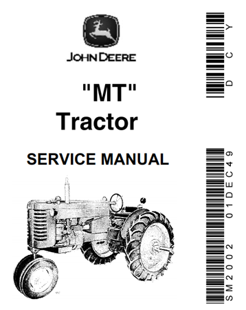 John Deere Model "MT" Tractor Service Repair Manual