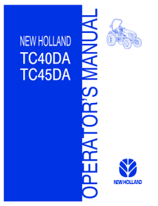 New Holland TC40DA, TC45DA Compact Tractor Operator's Manual
