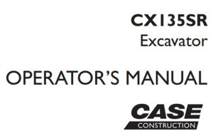 Case CX135SR Excavator Operator's Manual