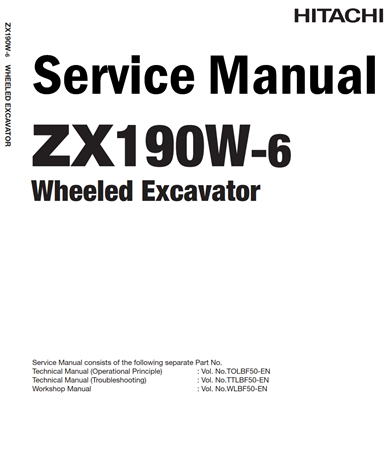 Hitachi ZX190W-6 Wheeled Excavator Service Repair Manual