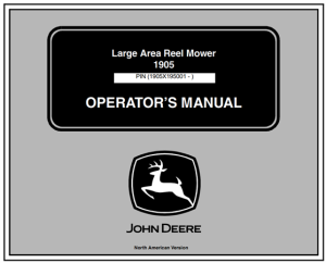 John Deere 1905 Large Area Reel Mower Operator's Manual
