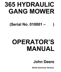 John Deere 365 Hydraulic Gang Mower Operator's Manual