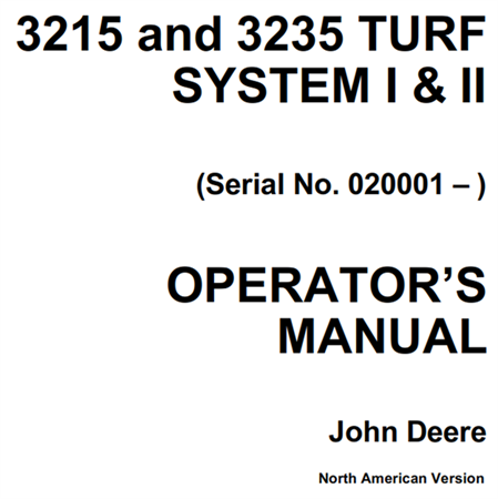 John Deere 3215 & 3235 Turf System I & II Lightweight Fairway Mower