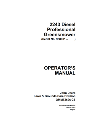 John Deere 2243 Diesel Professional Greensmower