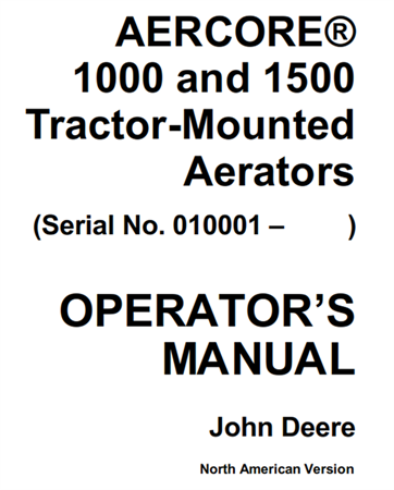 John Deere AERCORE 1000 & 1500 Tractor-Mounted Aerators