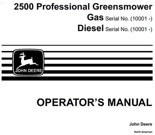 John Deere 2500 Professional Greensmower Operator's Manual