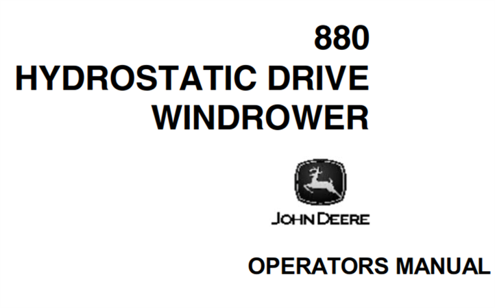 John Deere 880 Hydrostatic-Drive Windrower Operator's Manual