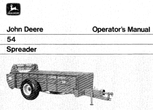 John Deere 54 Spreader Operator's Manual