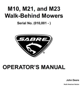 John Deere M10, M21, M23 Walk-Behind Mowers Operator's Manual
