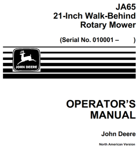 John Deere JA65 21-Inch Walk-Behind Rotary Mower Operator's Manual