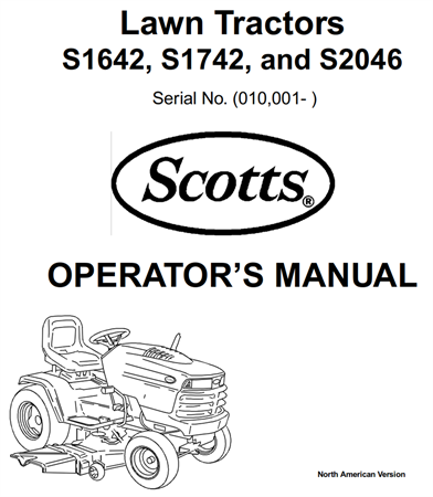 John Deere S1642, S1742, S2046 Scotts Lawn Tractors