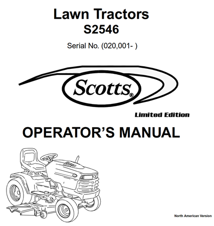 John Deere S2546 Scotts Lawn Tractors Operator's Manual