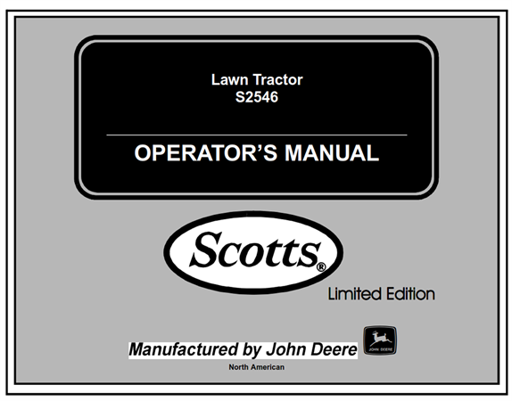 John Deere S2546 Scotts Lawn Tractor Operator's Manual