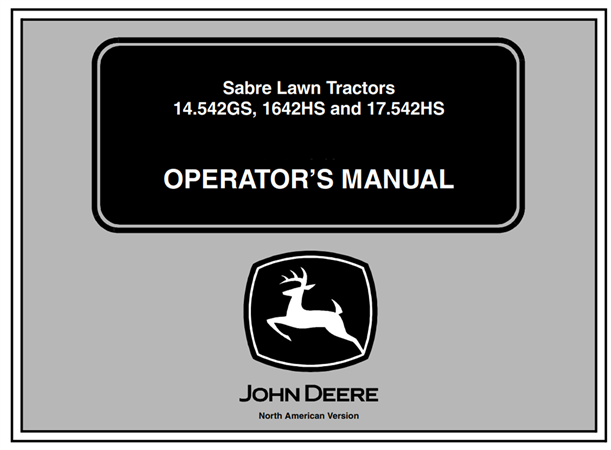 John Deere 14.542GS, 1642HS, 17.542HS Sabre Lawn Tractors