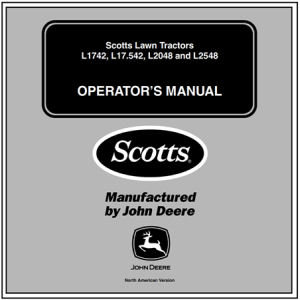 John Deere L1742, L17.542, L2048, L2548 Scotts Lawn Tractors