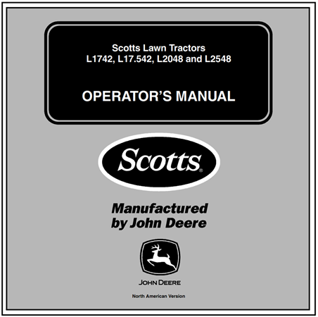 John Deere L1742, L17.542, L2048, L2548 Scotts Lawn Tractors