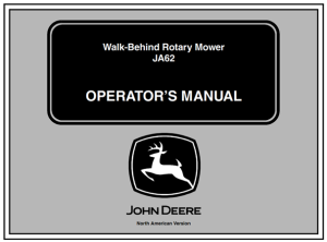 John Deere JA62 Walk-Behind Rotary Mower Operator's Manual