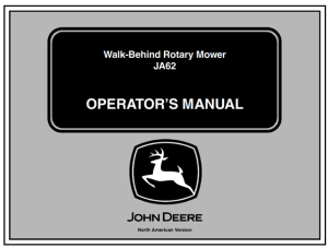 John Deere JA62 Walk-Behind Rotary Mower Operator's Manual