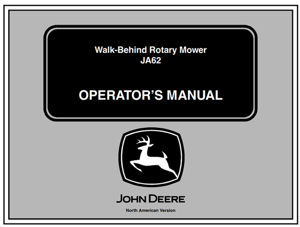 John Deere JA62 Walk-Behind Rotary Mower Operator's Manual