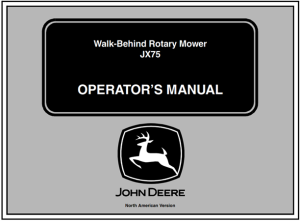 John Deere JX75 Walk-Behind Rotary Mower Operator's Manual