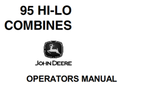 John Deere 95 HI-LO Combines Operator's Manual