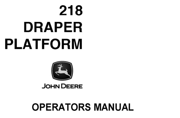 John Deere 218 Draper Platform Operator's Manual