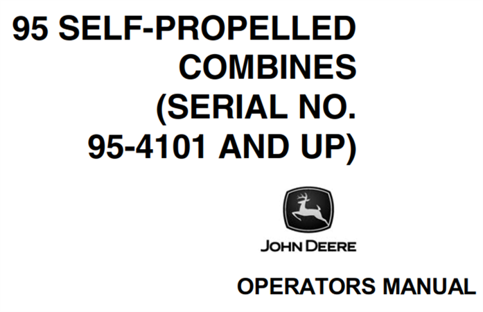 John Deere 95 Self-Propelled Combines Operator's Manual