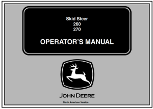 John Deere 260, 270 Skid Steers Operator's Manual