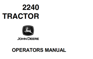 John Deere 2240 Tractor Operator's Manual