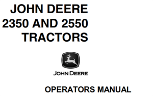 John Deere 2350, 2550 Tractors Operator's Manual