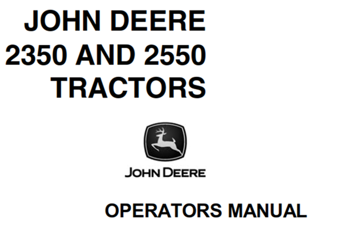John Deere 2350, 2550 Tractors Operator's Manual