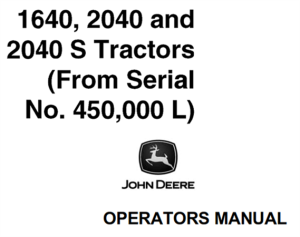 John Deere 1640, 2040, 2040S Tractors Operator's Manual