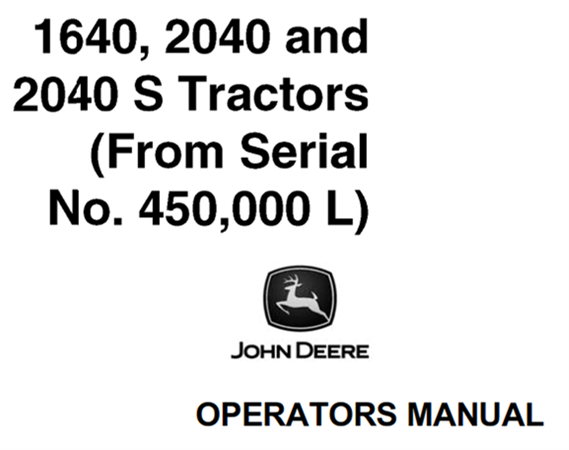 John Deere 1640, 2040, 2040S Tractors Operator's Manual