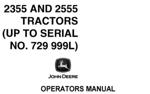 John Deere 2355, 2555 Tractors Operator's Manual