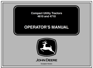 John Deere 4610, 4710 Compact Utility Tractors Operator's Manual
