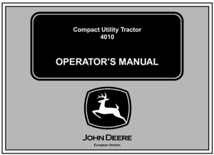 John Deere 4010 Compact Utility Tractor Operator's Manual
