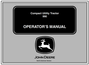 John Deere 990 Compact Utility Tractor Operator's Manual