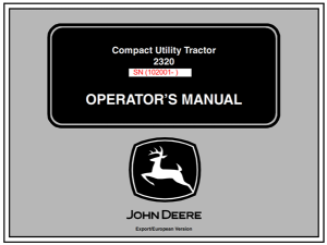 John Deere 2320 Compact Utility Tractor Operator's Manual
