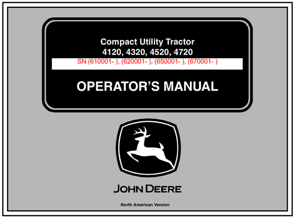 John Deere 4120, 4320, 4520, 4720 Compact Utility Tractor