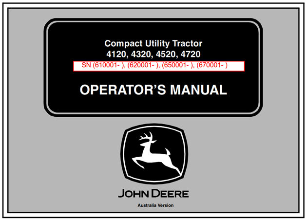 John Deere 4120, 4320, 4520, 4720 Compact Utility Tractor