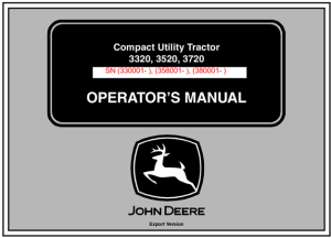 John Deere 3320, 3520, 3720 Compact Utility Tractor Operator's Manual