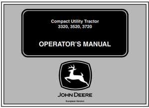 John Deere 3320, 3520, 3720 Compact Utility Tractor Operator's Manual
