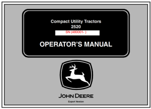 John Deere 2520 Compact Utility Tractor Operator's Manual