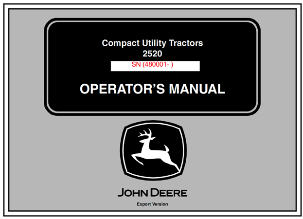 John Deere 2520 Compact Utility Tractor Operator's Manual