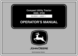 John Deere 3520, 3720 Compact Utility Tractor Operator's Manual