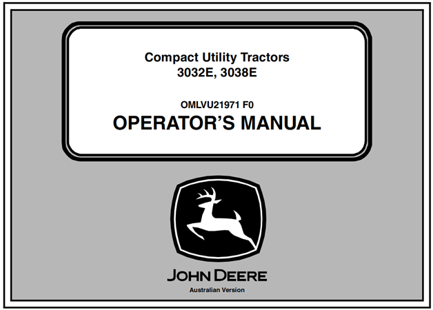 John Deere 3032E, 3038E Compact Utility Tractor