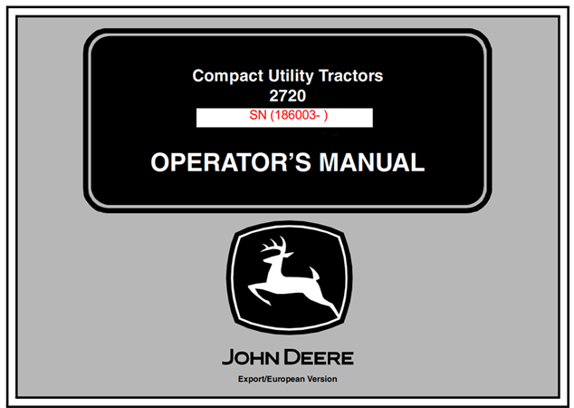 John Deere 2720 Compact Utility Tractor Operator's Manual