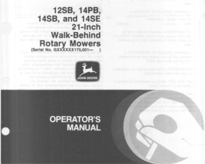 John Deere 12SB, 14PB, 14SB, 14SE 21-Inch Walk-Behind Rotary Mowers