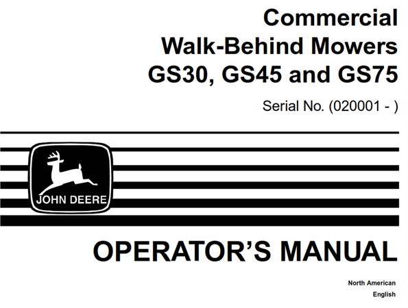John Deere GS30, GS45, GS75 Commercial Walk-Behind Mowers